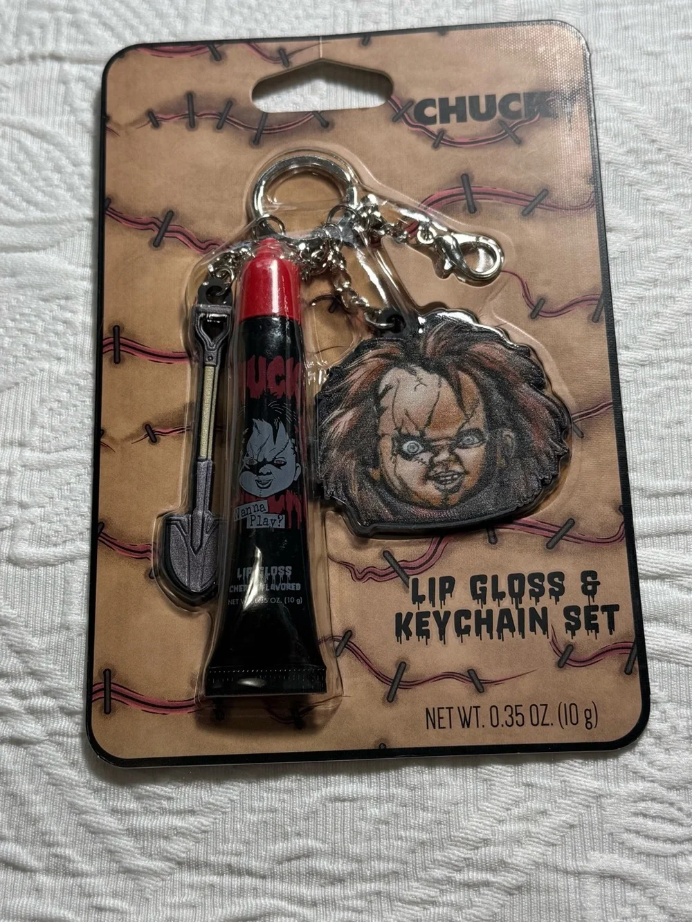 NEW CHUCKY Lip Gloss and Keychain Set